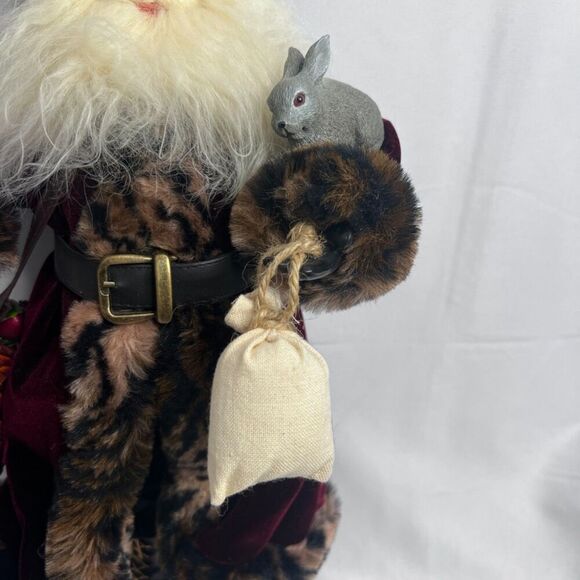 Old World Santa Woodsman Figurine 18" with Rabbit & Cardinal Folk Art Christmas - Picture 4 of 10